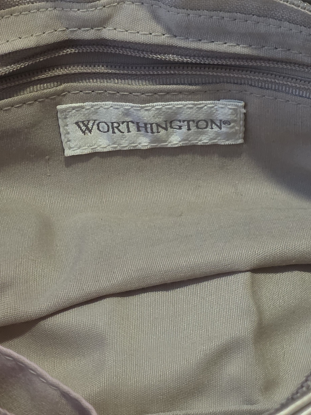 Worthington Pewter Metallic Leather Shoulder Bag with Pink Trim - Picture 10 of 14